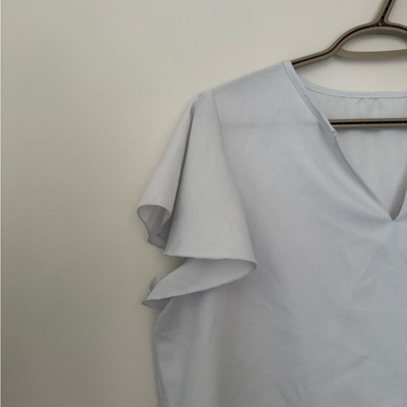 SHEIN Light Gray Ruffle Sleeve Blouse - Picture 2 of 5